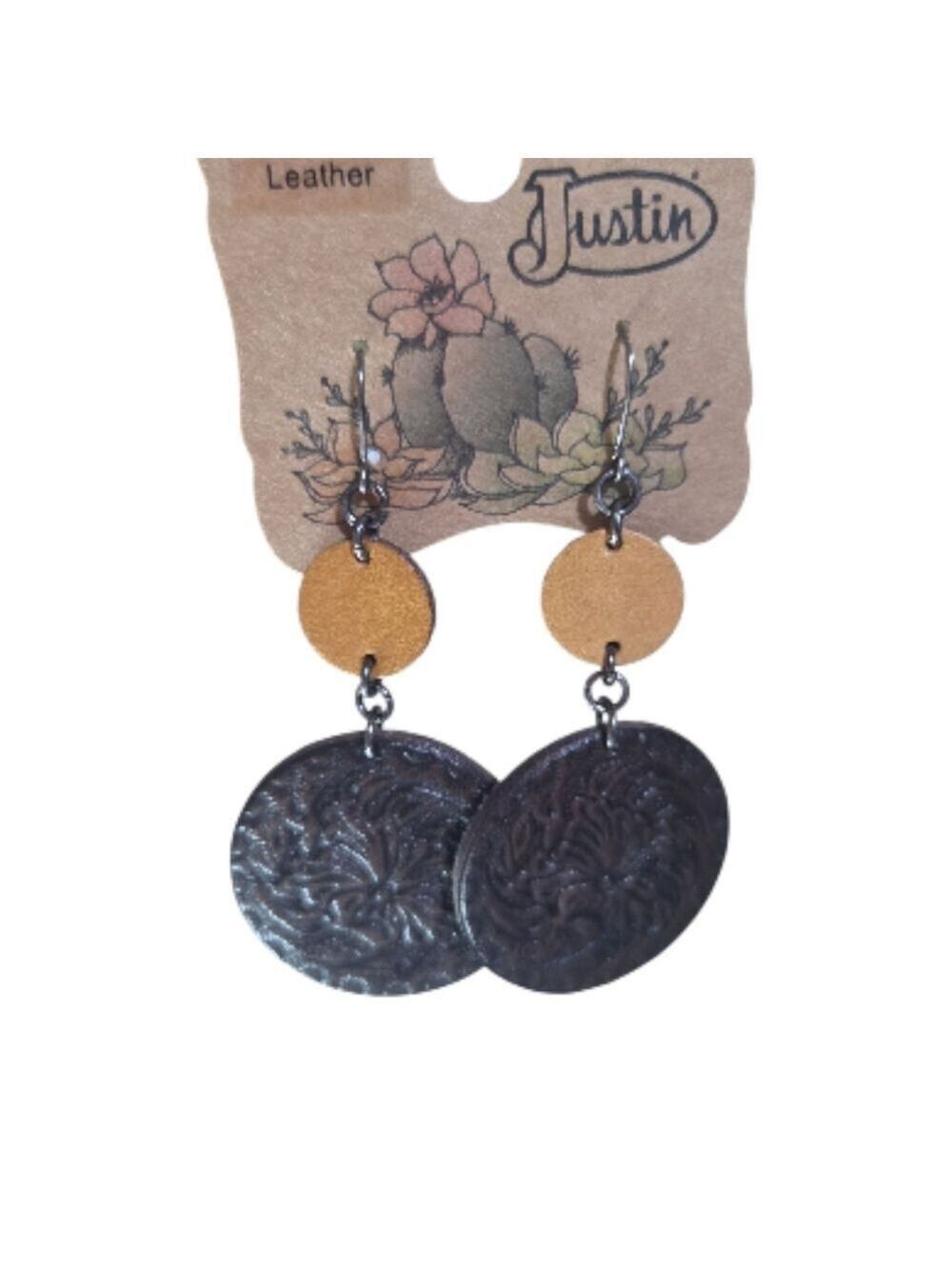Justin Boots Brown Leather Earrings - Picture 3 of 6